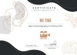 Zertifikat: "Best Cinematography" (New York International Women Festival 2023)